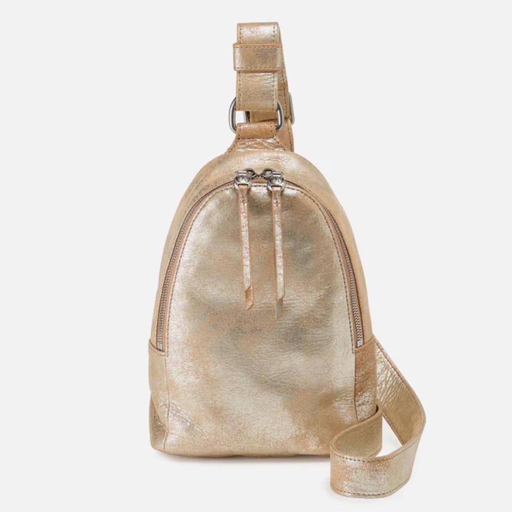 NWT HOBO Metallic Leather Fern Sling Bag
